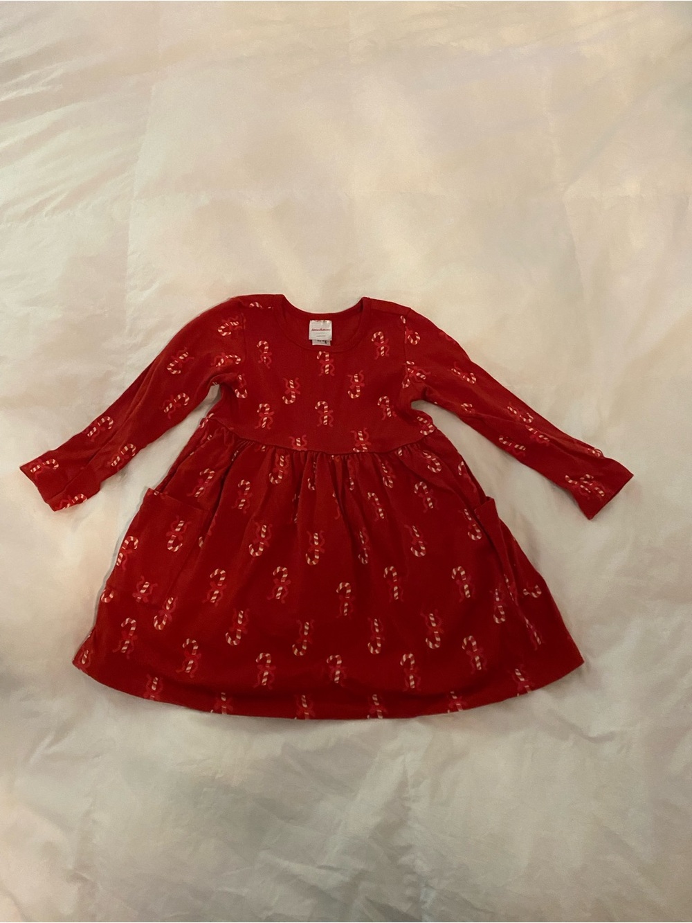 Hanna Andersson 4T Long Sleeve Playground Dress with Pockets Candycane - NWOT